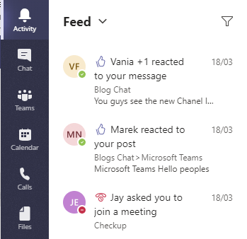 Access To List Of All Activities For Current User In Microsoft Teams