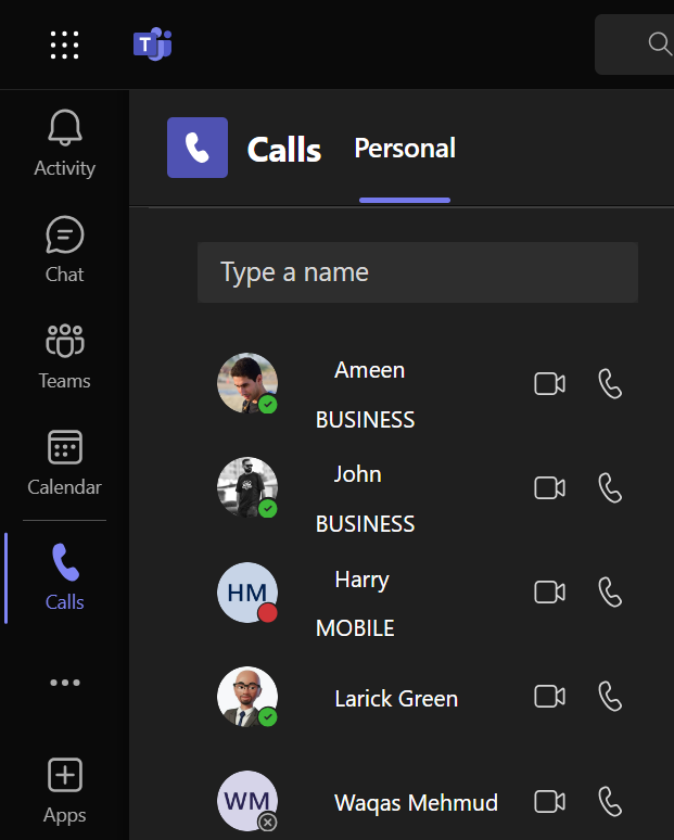 Microsoft Teams calls