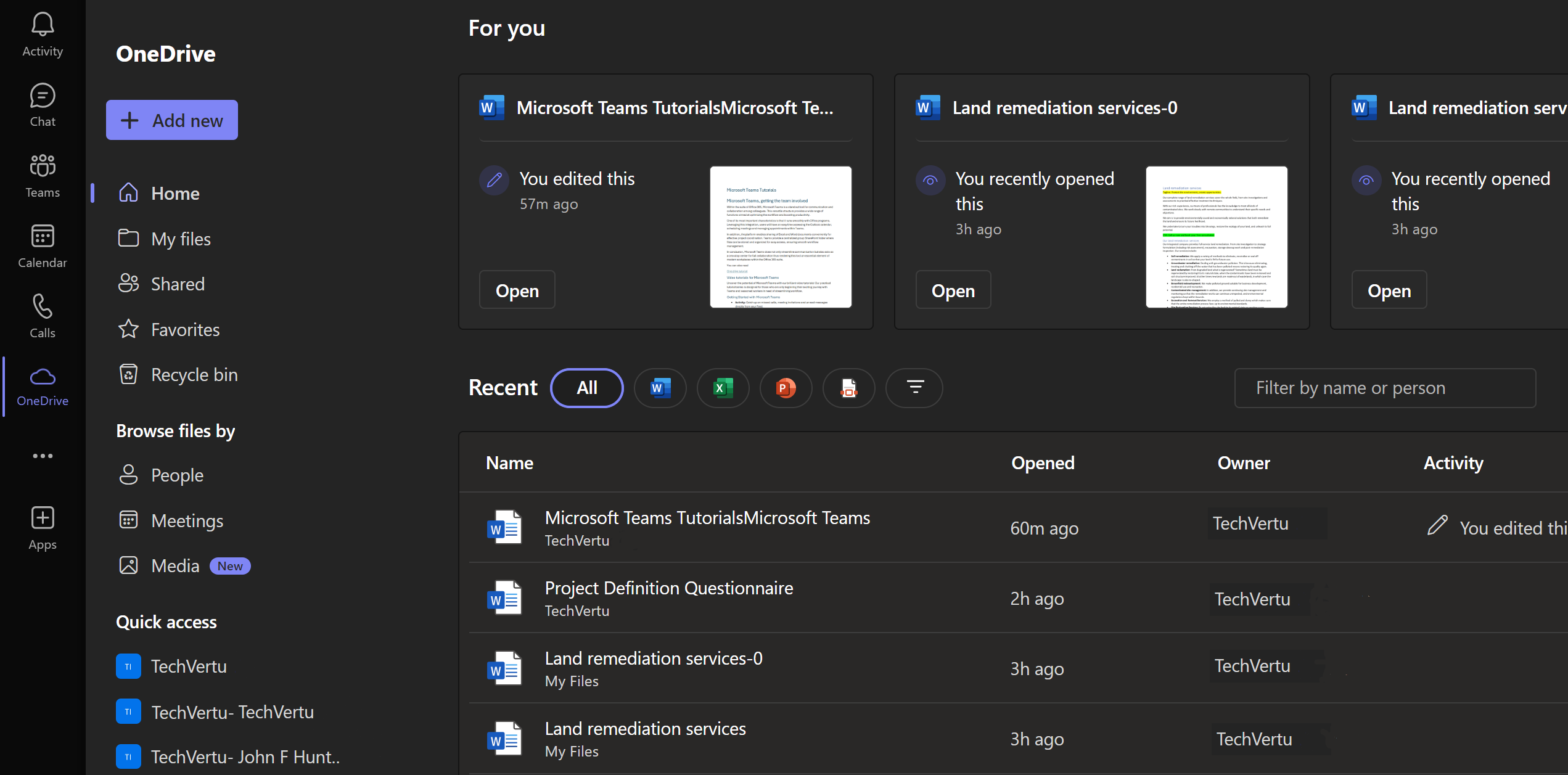 Microsoft OneDrive integration with teams